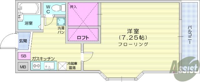 花壇ハイツ(1K/1階)の間取り写真