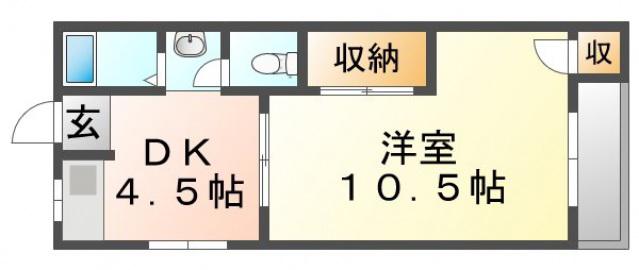 円山台ロイヤル(1DK/1階)の間取り写真