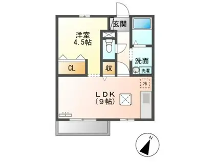 GLORY(1LDK/2階)の間取り写真