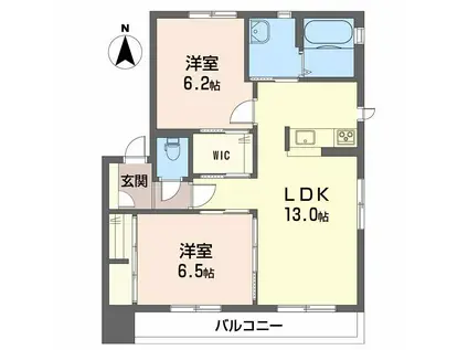 ハーミテージC棟(2LDK/2階)の間取り写真