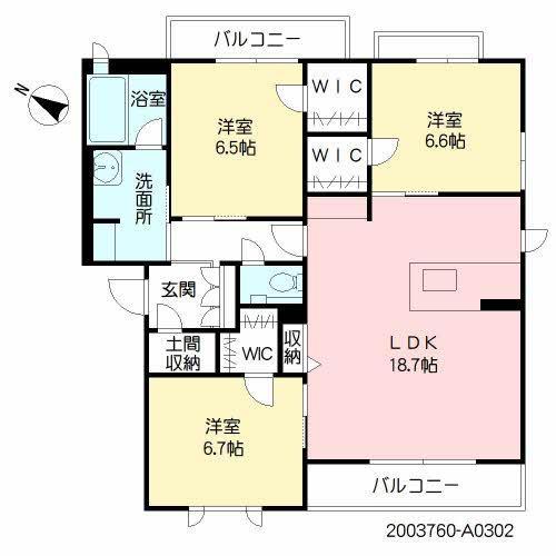 リバプール楠木(3LDK/3階)の間取り写真