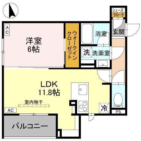D-GRANDE桃井町(1LDK/3階)の間取り写真