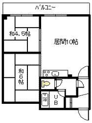 グリーンハイツ(2DK/3階)の間取り写真