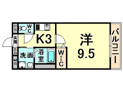 らくいマンション(1K/1階)の間取り写真