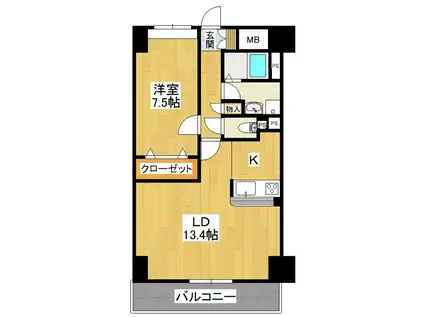 FLEEK TOWER ひたち野東(1LDK/3階)の間取り写真