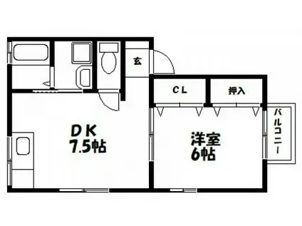 すずらん II(1DK/2階)の間取り写真