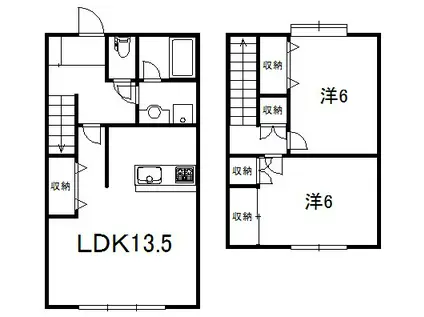 メイプルハウス(2LDK/1階)の間取り写真