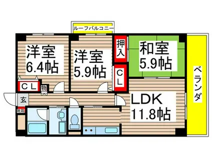 サニーヒルズ和光(3LDK/1階)の間取り写真