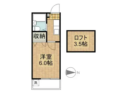 ヒルトップ三ツ沢(1K/1階)の間取り写真