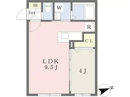 GARE福住(1LDK/1階)の間取り写真