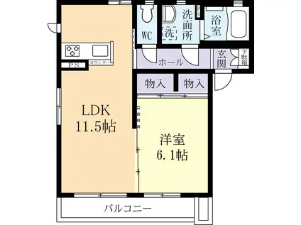 メゾン・ド・ソレイユ(1LDK/1階)の間取り写真