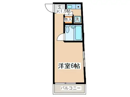 ベルトピア生田(1K/2階)の間取り写真