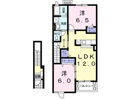 ルミエール(2LDK/2階)の間取り写真