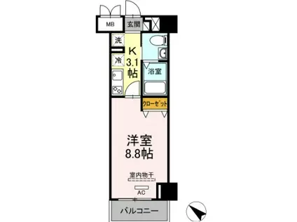 エンドレスタワー(1K/7階)の間取り写真