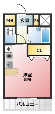 コスモコート寿町(1K/3階)の間取り写真