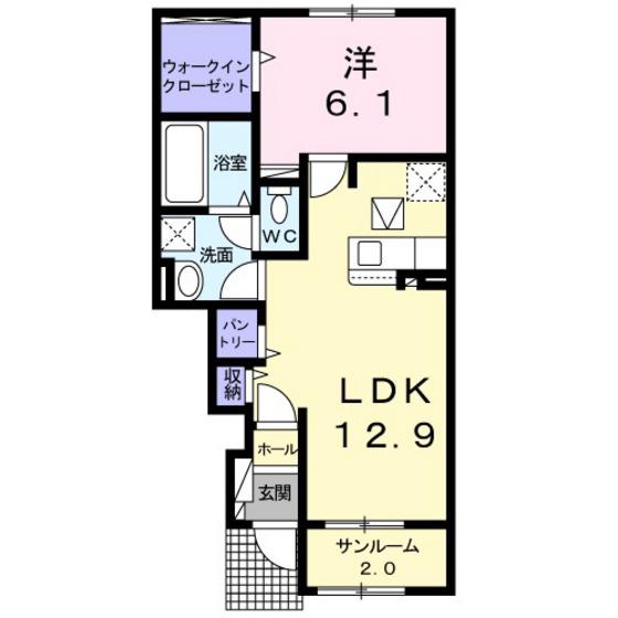 フロイデ C(1LDK/1階)の間取り写真