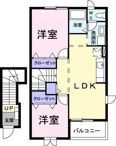 アルティプラーノA(2LDK/2階)の間取り写真