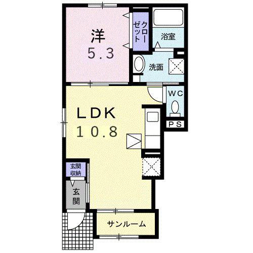 フルフィウス(1LDK/1階)の間取り写真