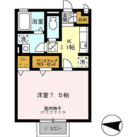ヴァンベール(1K/2階)の間取り写真