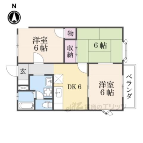 ベルメゾン(3DK/1階)の間取り写真