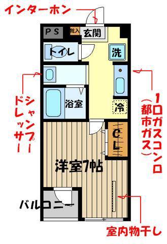 YSユナイト(1K/2階)の間取り写真