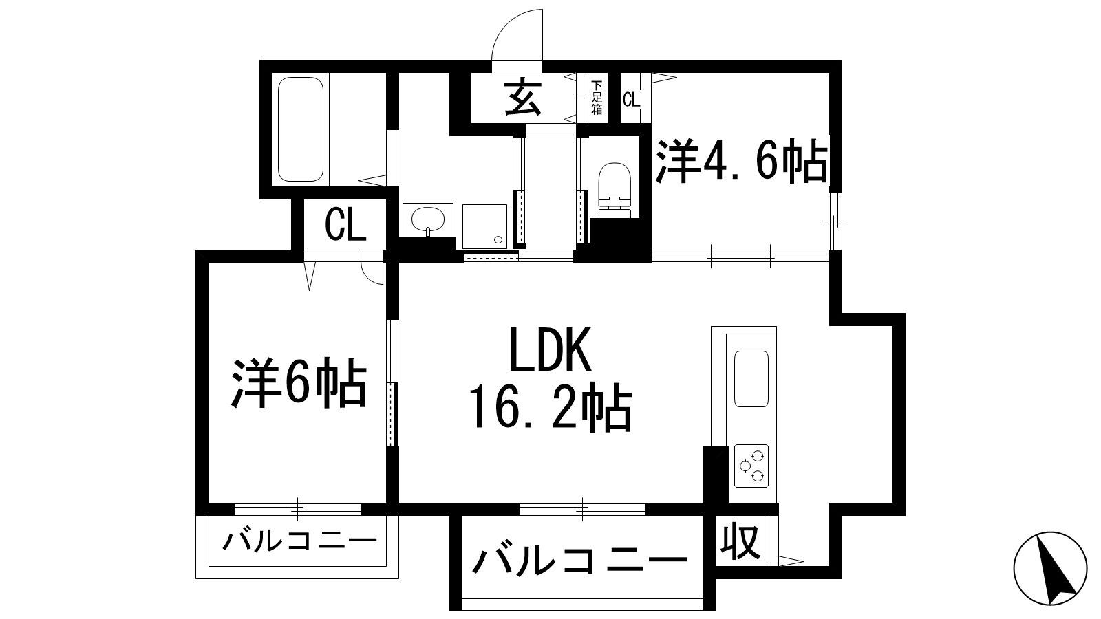 D-RESIDENCE荘園B(2LDK/1階)の間取り写真