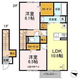 ヴィラ ジュネス(2LDK/1階)の間取り写真