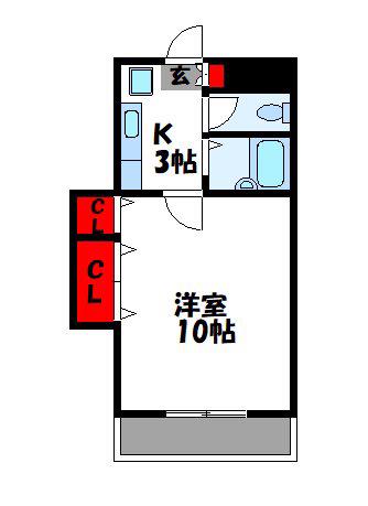 アーバンフィールド東II(1K/1階)の間取り写真