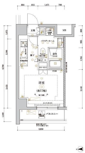 RELUXIA CITY 北新宿(ワンルーム/6階)の間取り写真