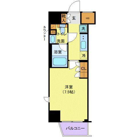ジェノヴィア新宿早稲田グリーンヴェール(1K/11階)の間取り写真
