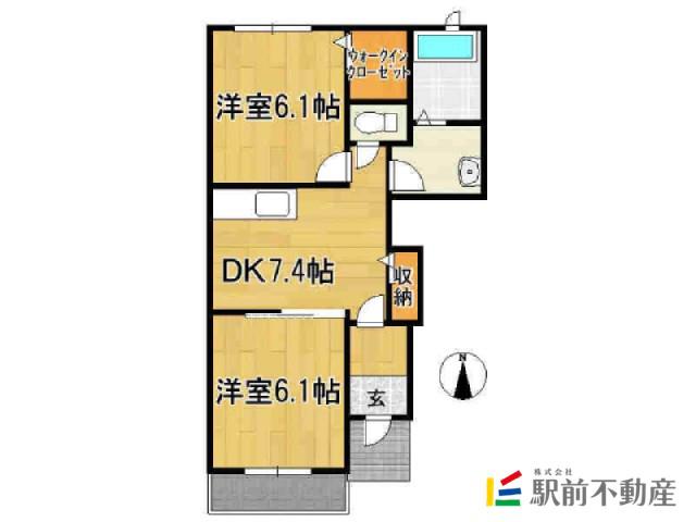ヌーベルソレイユB(2DK/1階)の間取り写真
