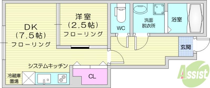 コンフォルト泉ケ丘(1DK/1階)の間取り写真