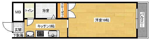 SANサウスSILENCE(1K/4階)の間取り写真