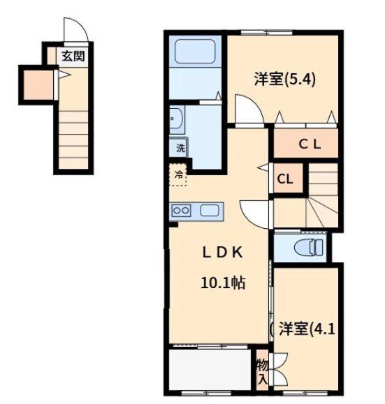 GRACE浦和(2LDK/2階)の間取り写真
