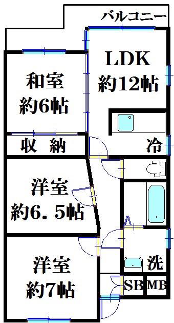 JAIRO東金(3LDK/4階)の間取り写真