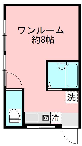 下林アパートB(ワンルーム/1階)の間取り写真