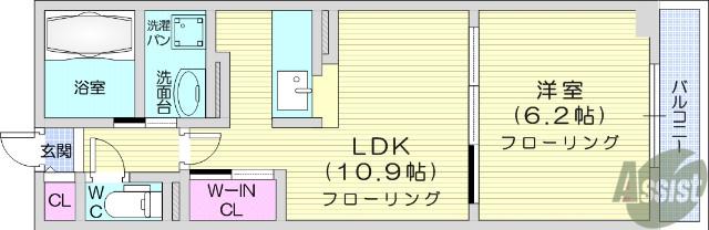 プロムナードⅣ(1LDK/2階)の間取り写真