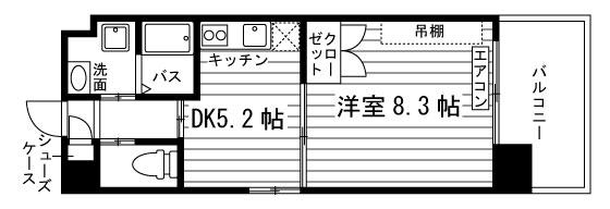 S-FORT大分駅前(ワンルーム/9階)の間取り写真