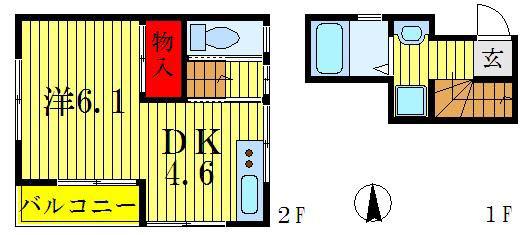 RE・PATIO金町 B棟(1DK/2階)の間取り写真
