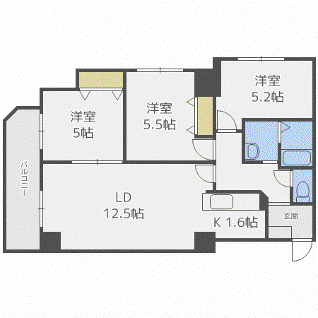 シャンティ発寒南(3LDK/7階)の間取り写真