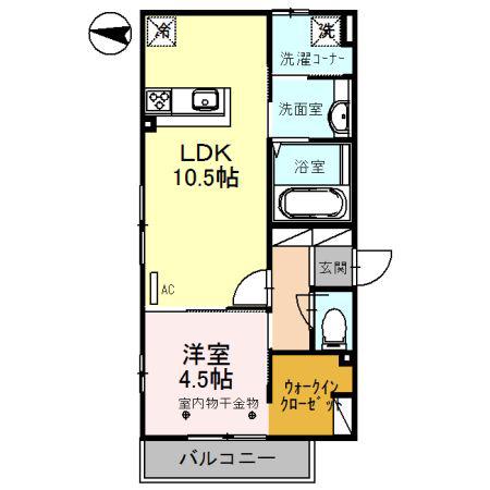 DIMORA(1LDK/3階)の間取り写真
