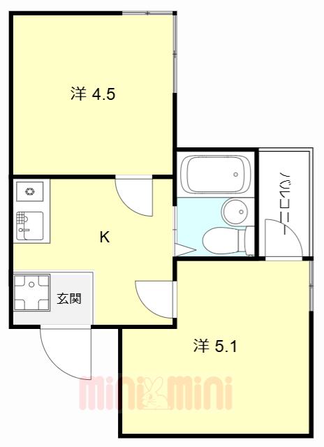 すばる一番館(2K/3階)の間取り写真