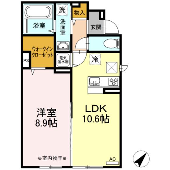 ジラソーレ(1LDK/1階)の間取り写真