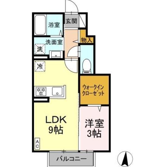 メゾンソレイユ中島西(1LDK/1階)の間取り写真