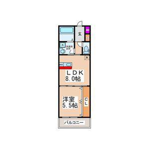 ノイヴェル新堂(1LDK/3階)の間取り写真
