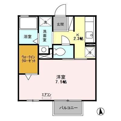 サフィールA・B(1K/2階)の間取り写真