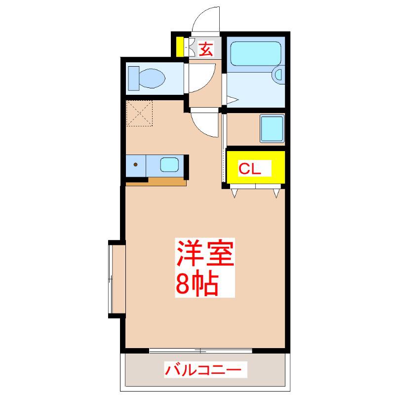 エスポワール郡元(ワンルーム/2階)の間取り写真