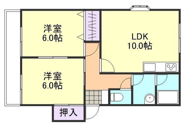 ガーデンパレス(2LDK/2階)の間取り写真