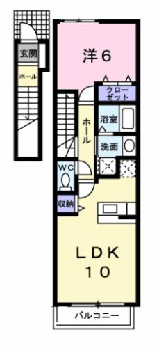 サニーフィールド(1LDK/2階)の間取り写真