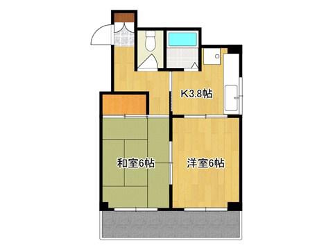 たかえ朝日ビル(2K/4階)の間取り写真
